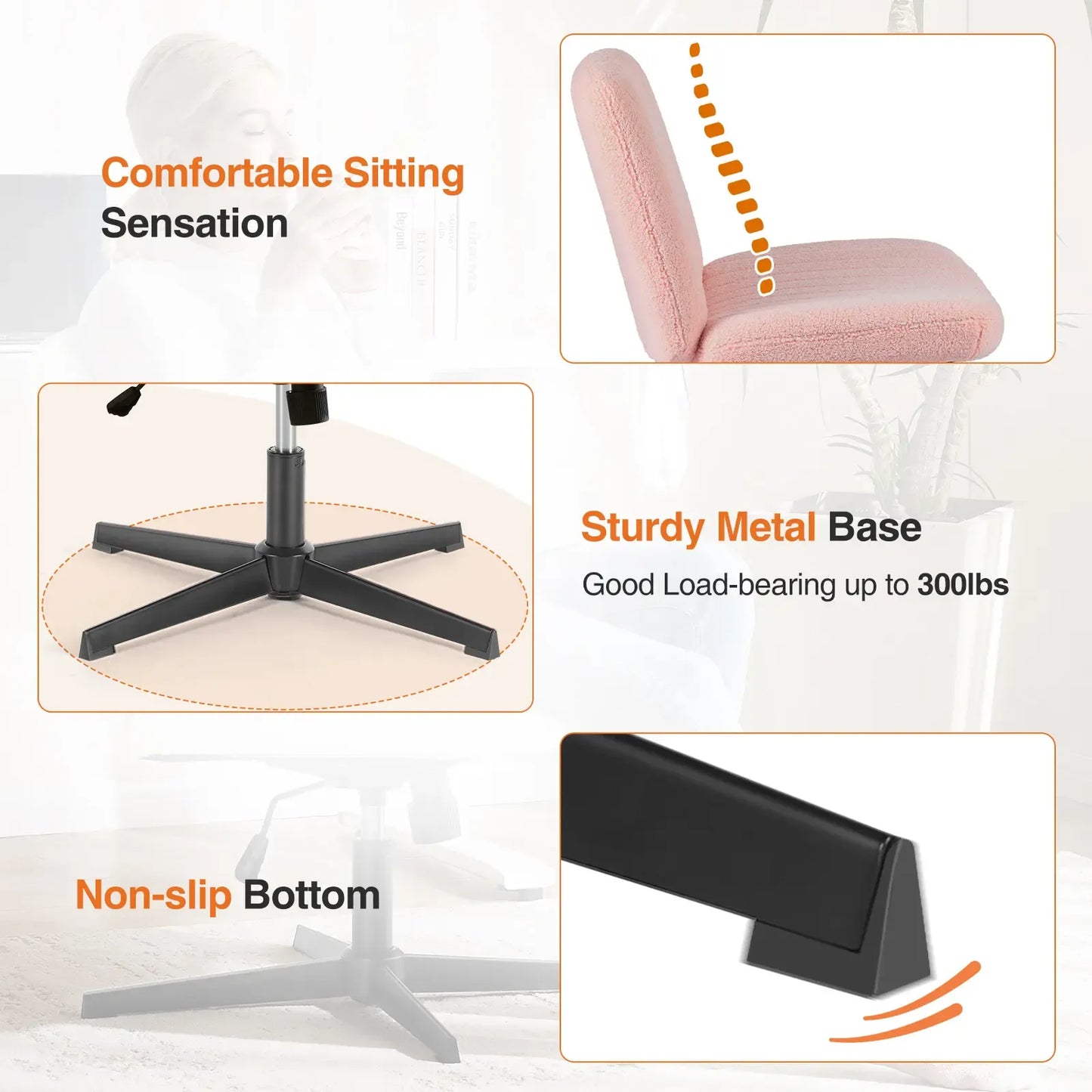 Height-Adjustable Criss Cross Swivel Chair – Wide Seat for Home Office & Dorm