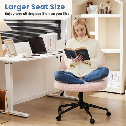 Height-Adjustable Criss Cross Swivel Chair – Wide Seat for Home Office & Dorm
