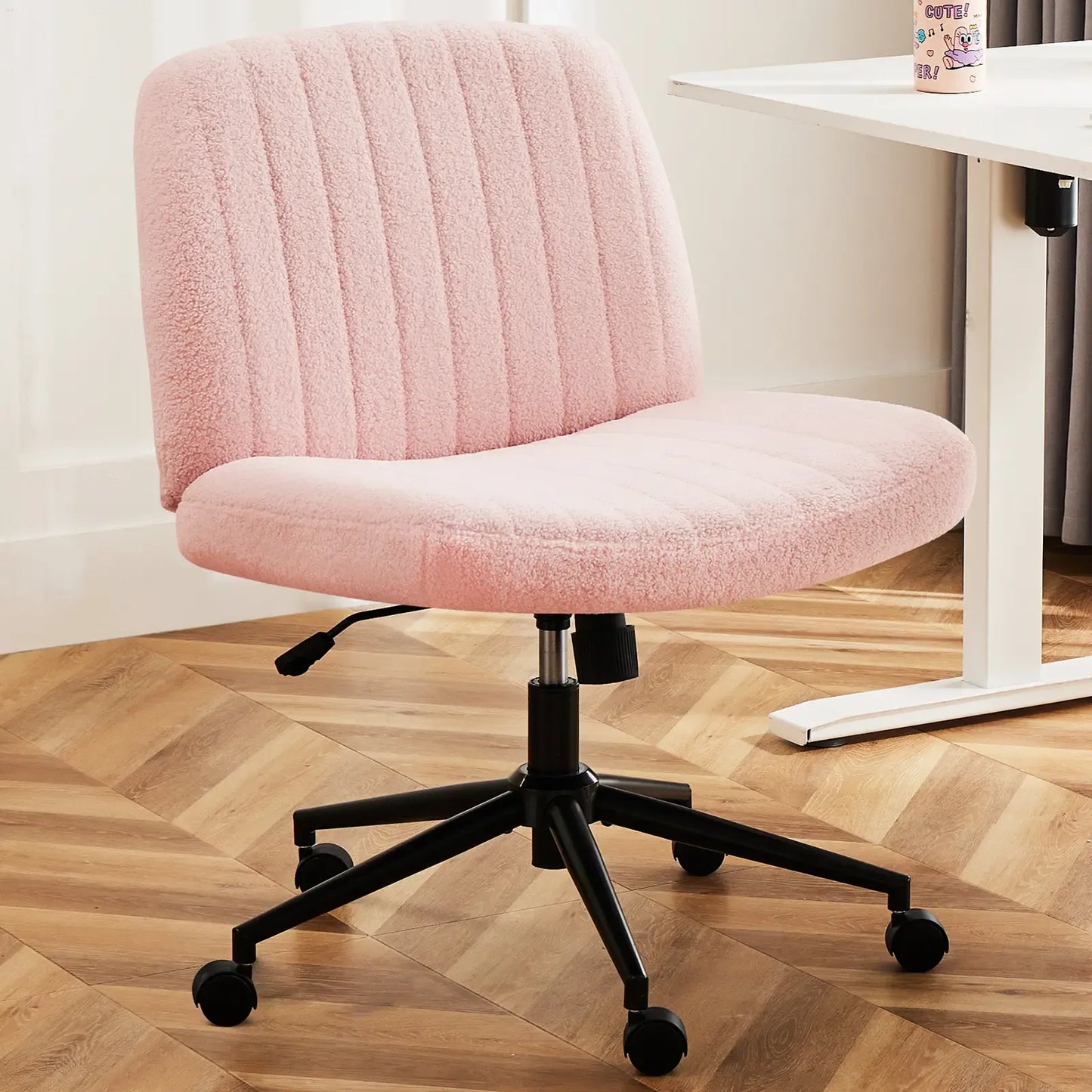 Height-Adjustable Criss Cross Swivel Chair – Wide Seat for Home Office & Dorm