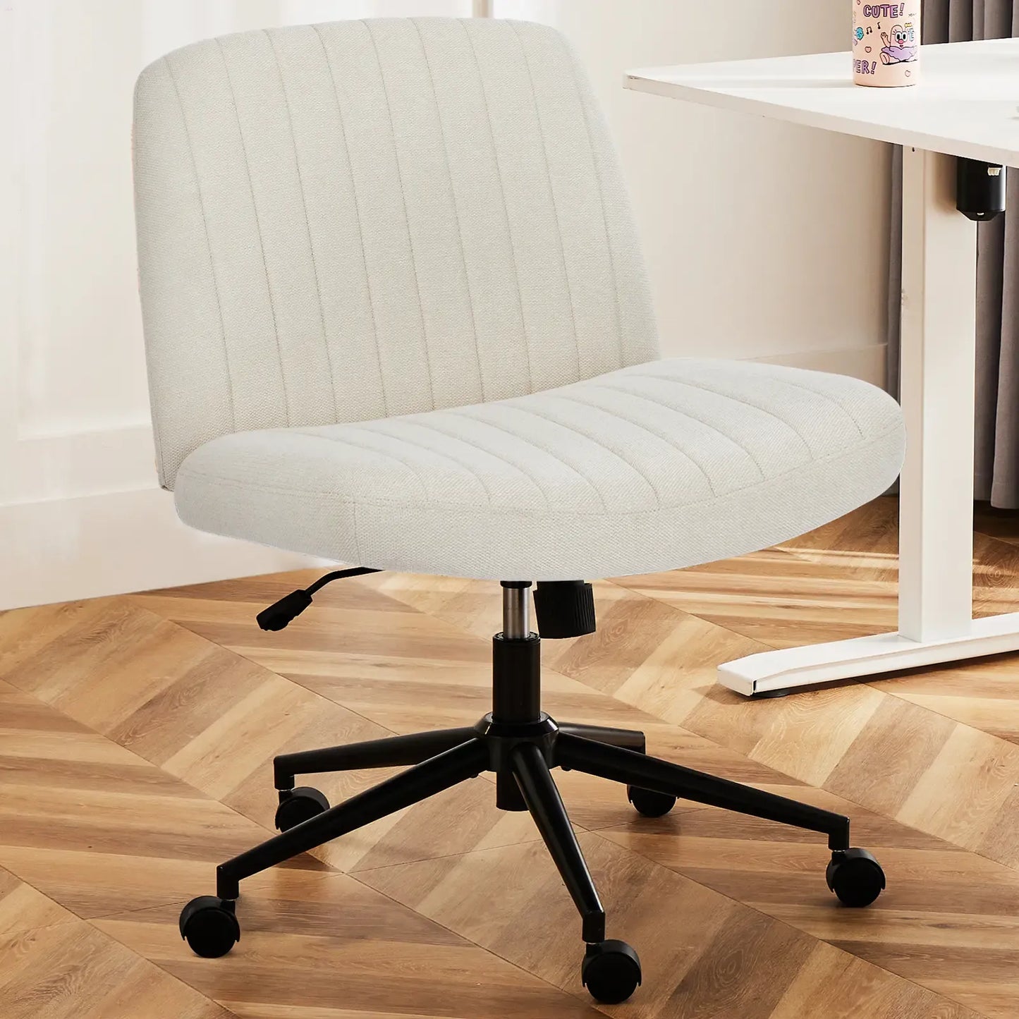 Height-Adjustable Criss Cross Swivel Chair – Wide Seat for Home Office & Dorm
