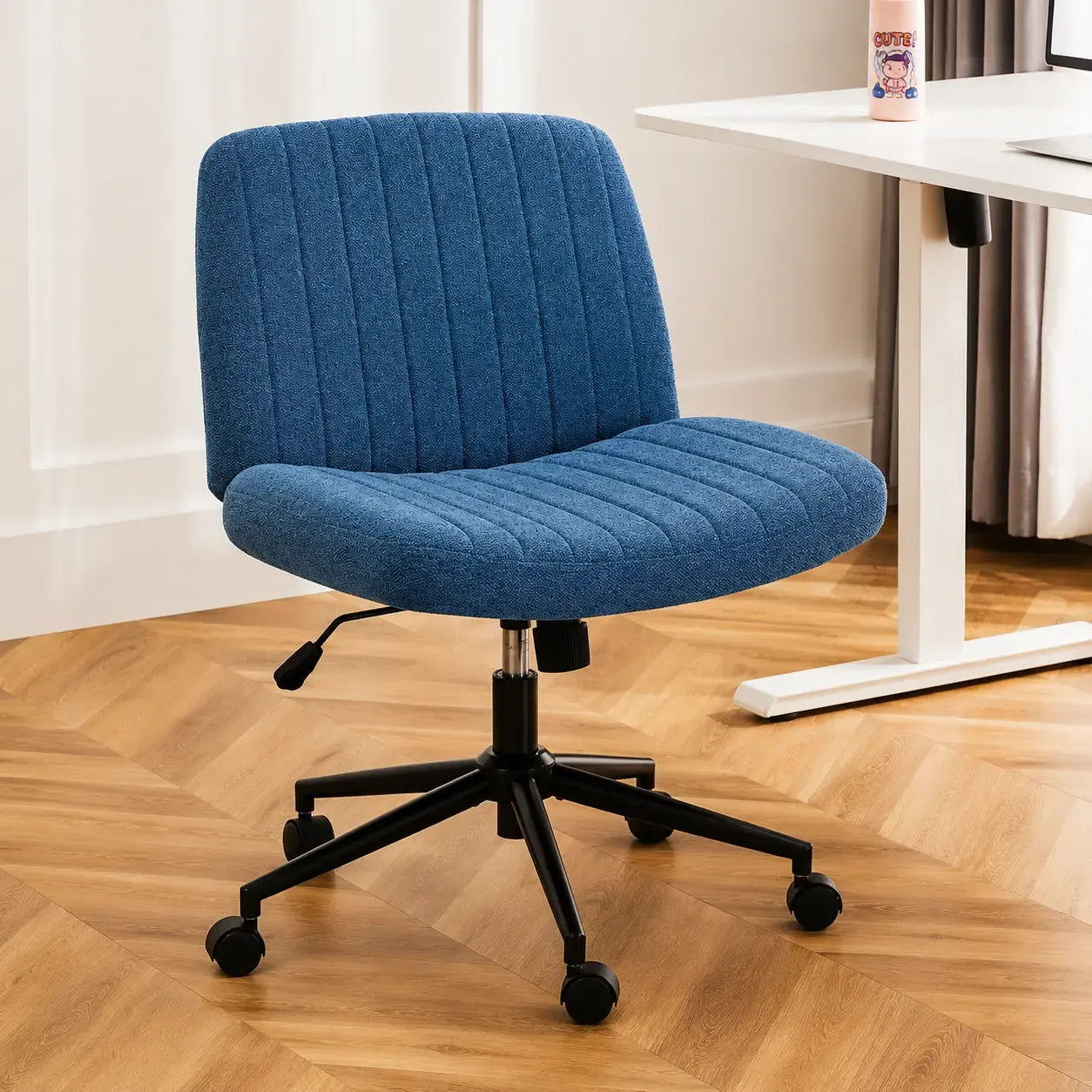 Height-Adjustable Criss Cross Swivel Chair – Wide Seat for Home Office & Dorm
