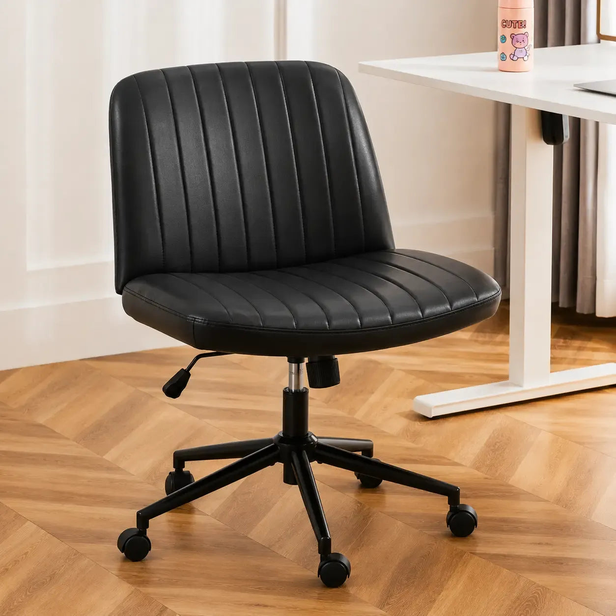 Height-Adjustable Criss Cross Swivel Chair – Wide Seat for Home Office & Dorm