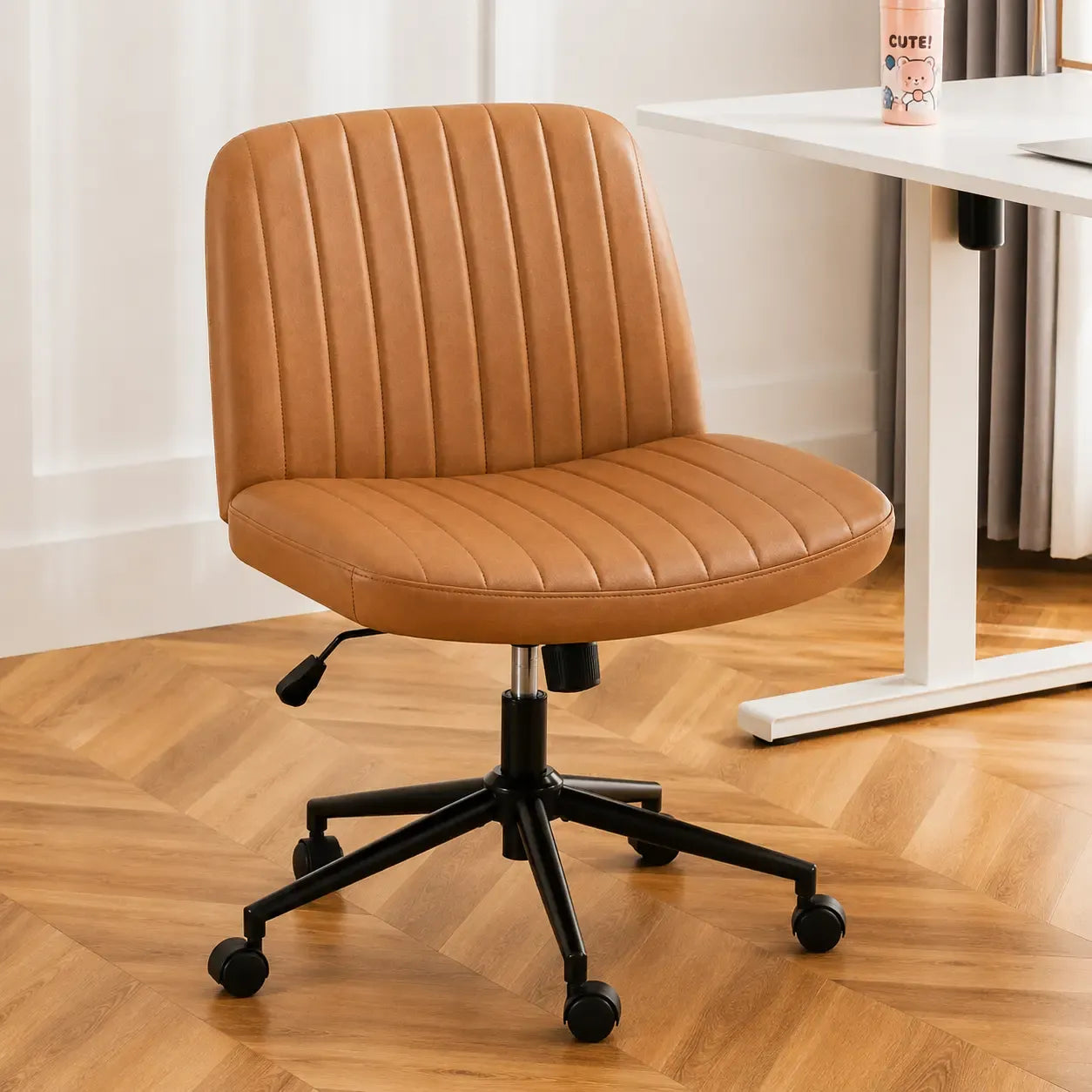 Height-Adjustable Criss Cross Swivel Chair – Wide Seat for Home Office & Dorm