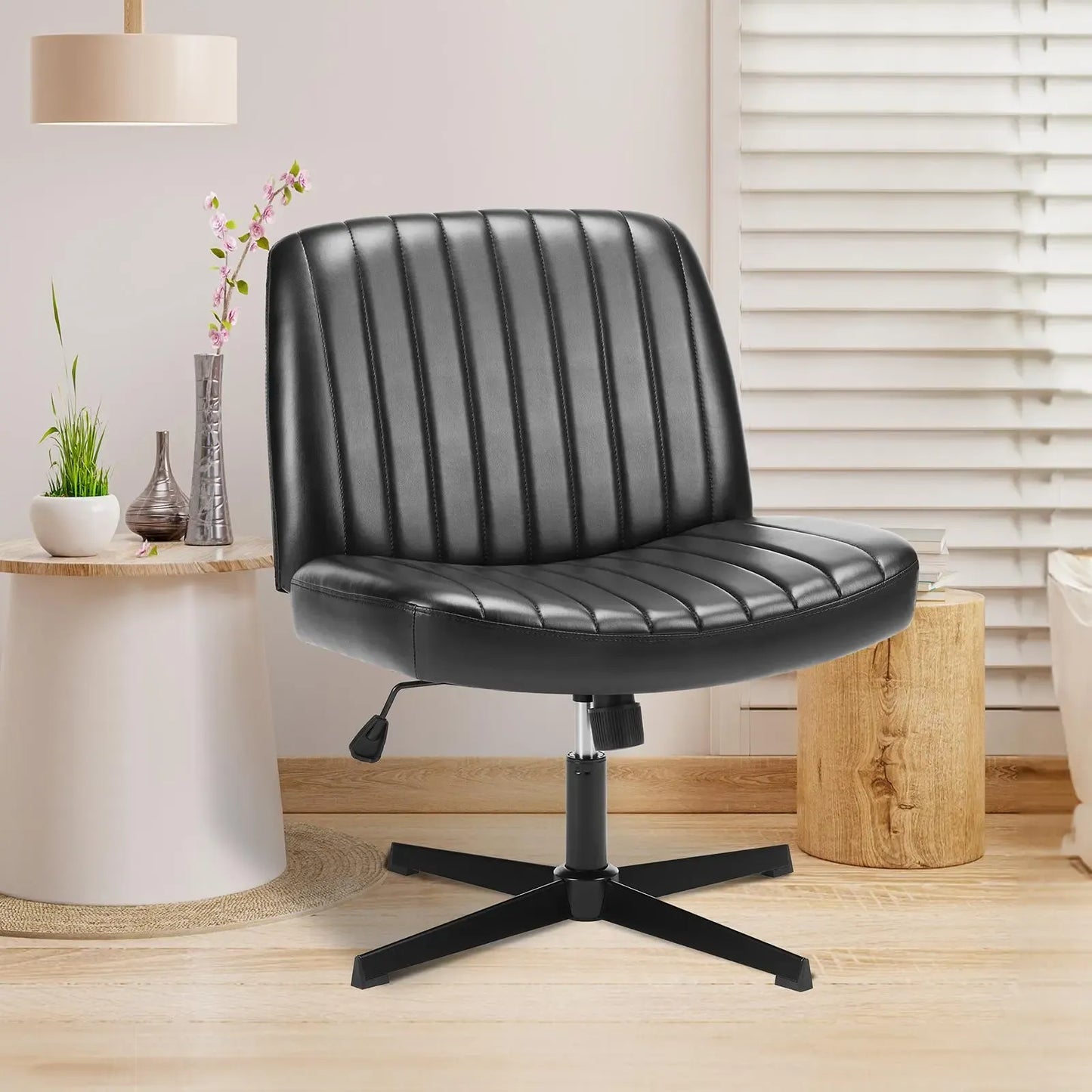 Height-Adjustable Criss Cross Swivel Chair – Wide Seat for Home Office & Dorm