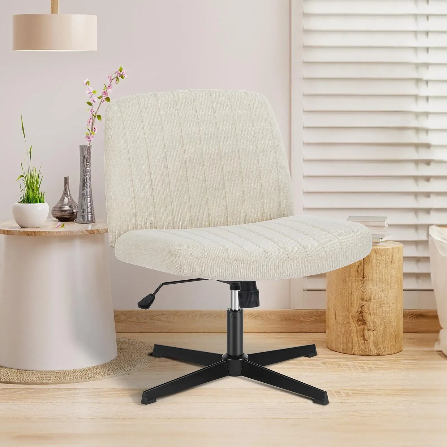 Height-Adjustable Criss Cross Swivel Chair – Wide Seat for Home Office & Dorm