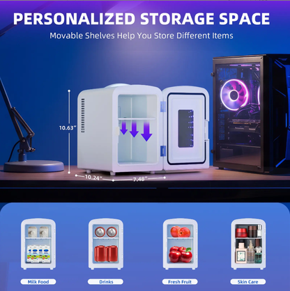 4L Mini Fridge with Gaming Light – Portable Cooler for Bedroom, Car, Office & Dorm